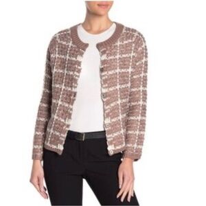 Michelle Nicole Wool Blend Basket Weave Knit Snap-Front Cardigan